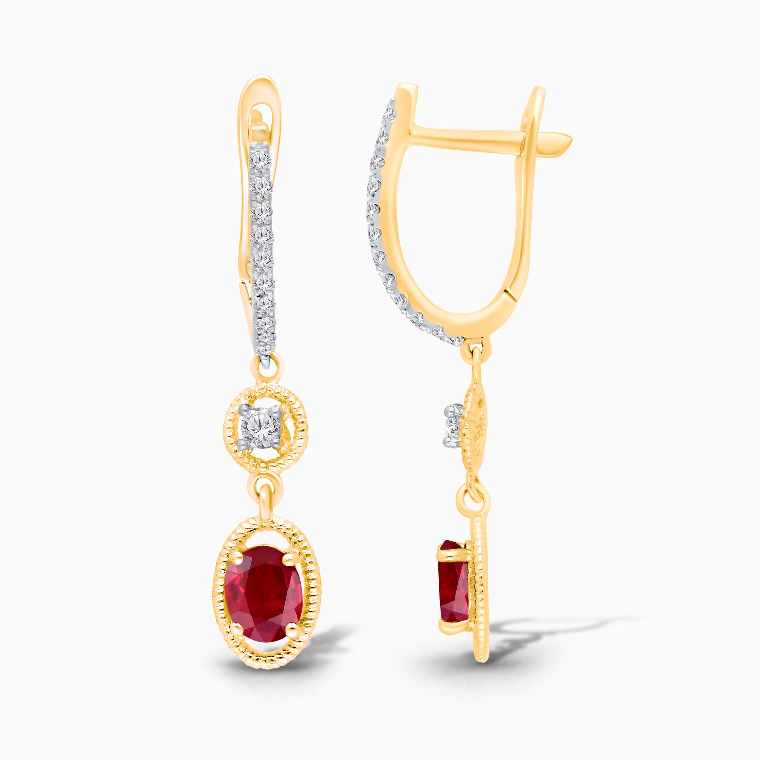Oval Portrait Ruby and Diamond Drops