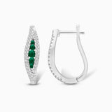 Criss Cross Diamond & Emerald Huggies
