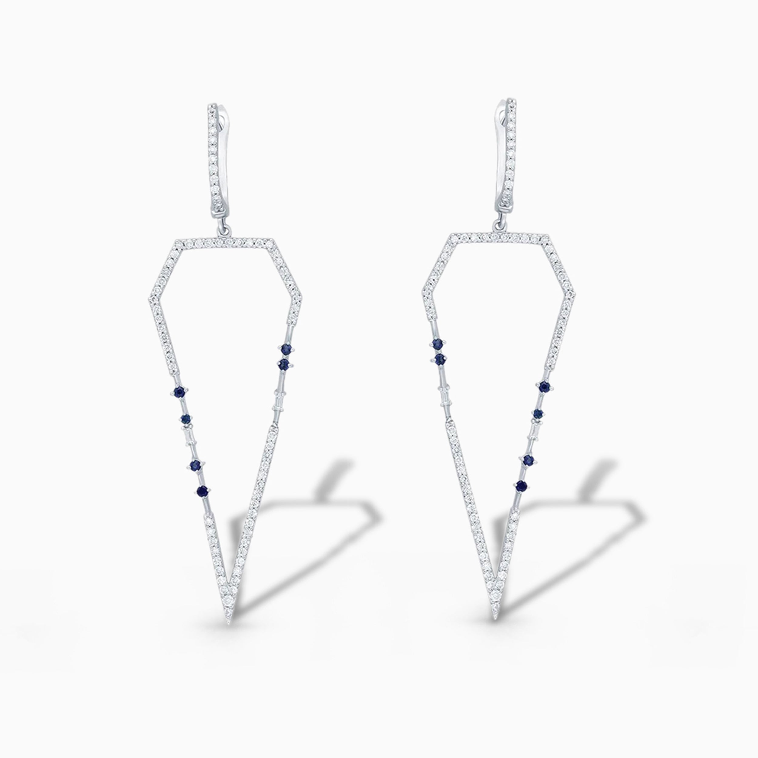 Blue Sapphire and Diamond Kite Earrings