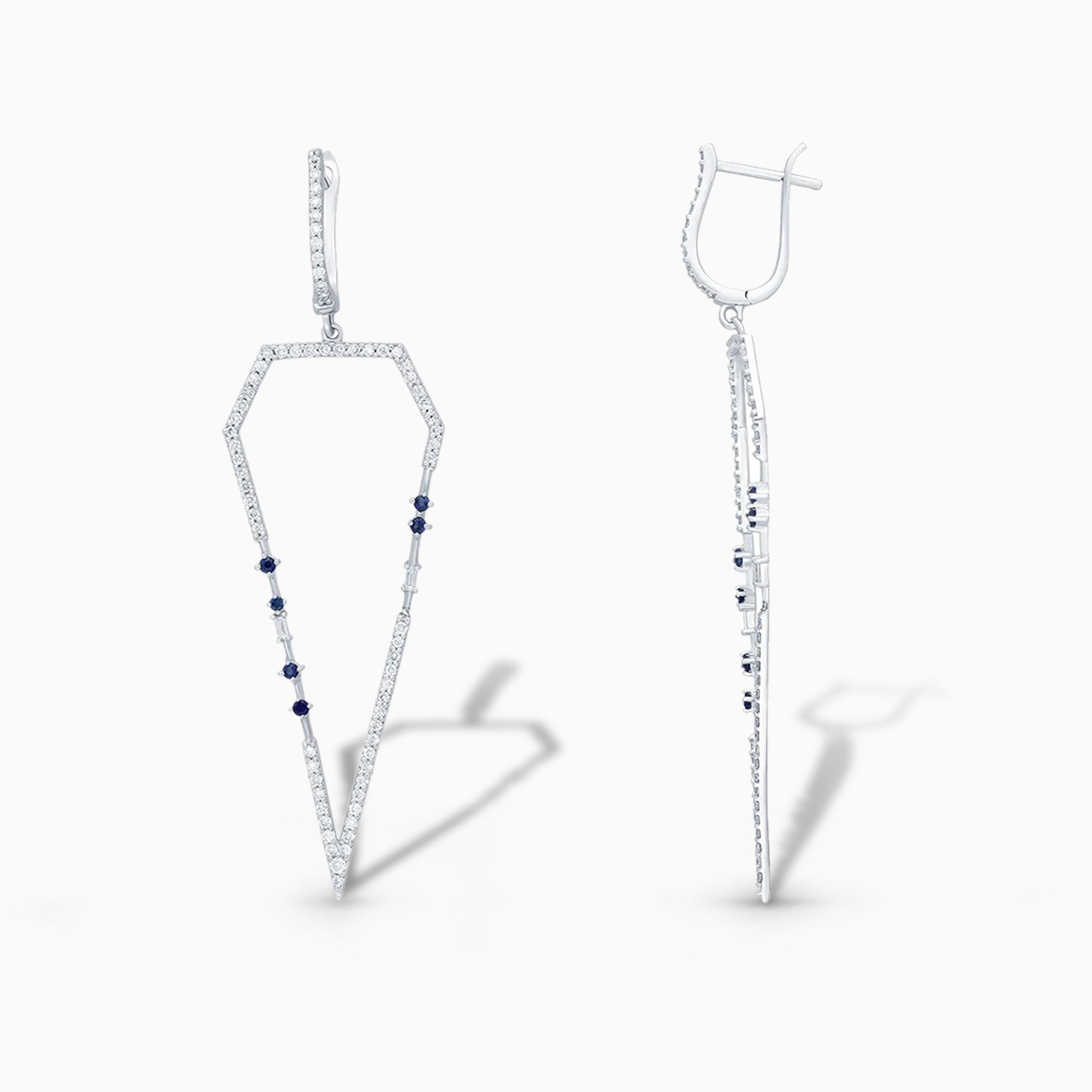 Blue Sapphire and Diamond Kite Earrings