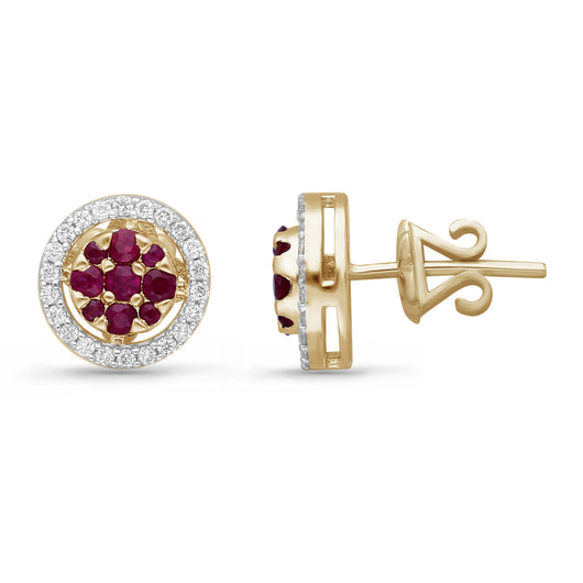 Yellow Gold Ruby & Diamond Infinite Earrings