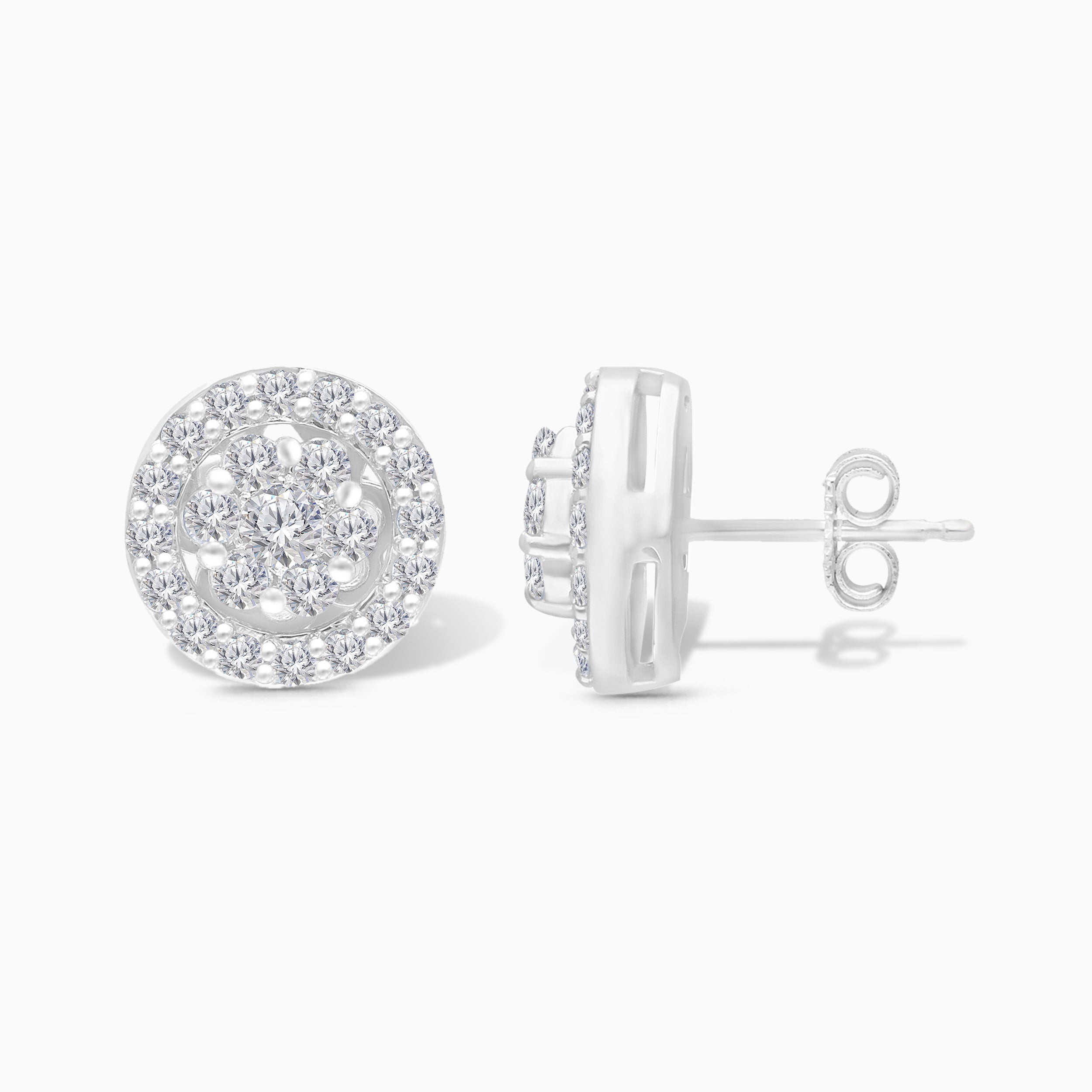 Round Diamond Halo Studs