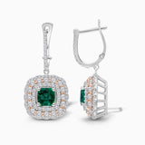 Two Tone Colombian Emerald Drop Earrings