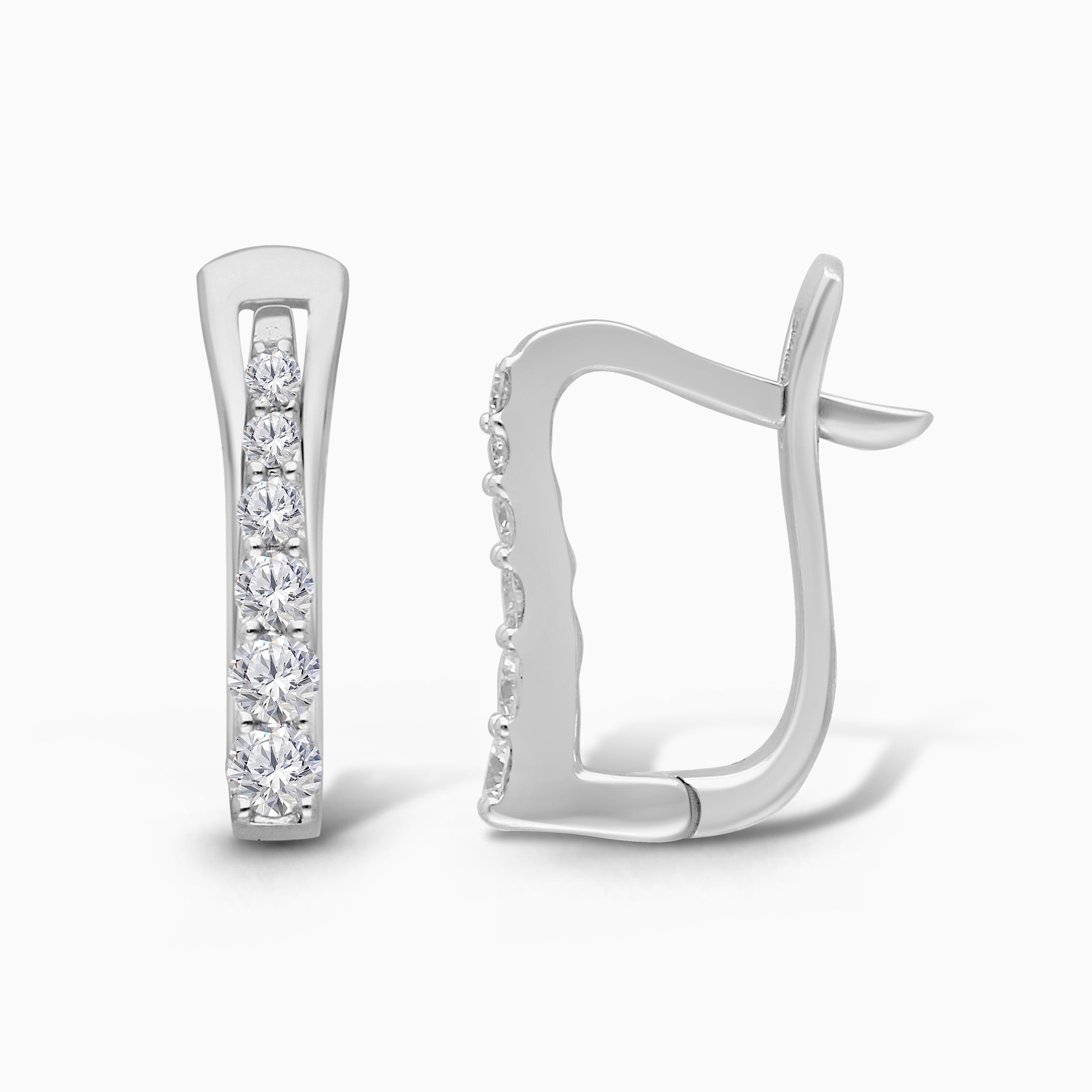 Diamond Rectangular Huggies White Diamond