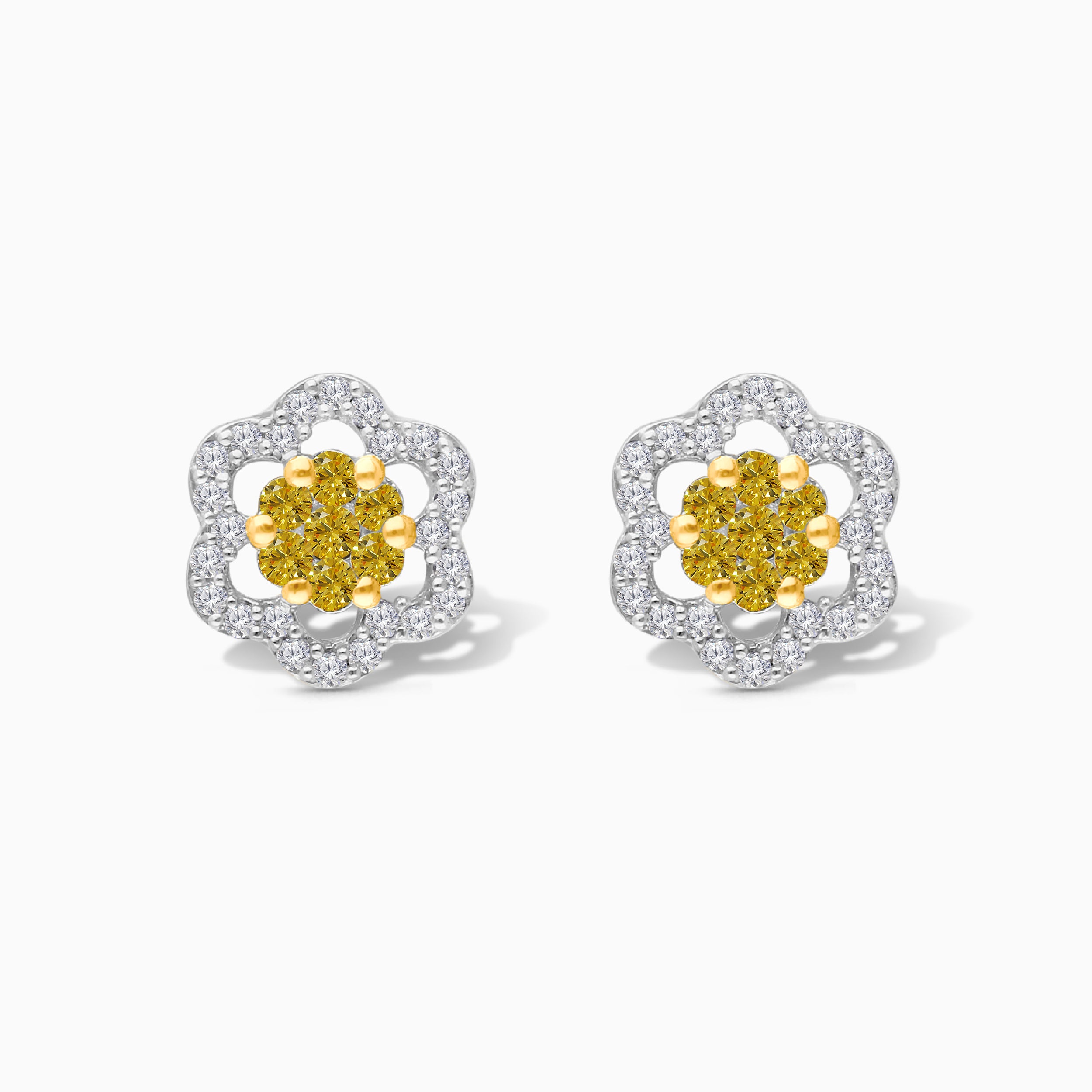 Open Yellow and White Diamond Studs