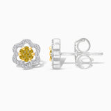 Open Yellow and White Diamond Studs