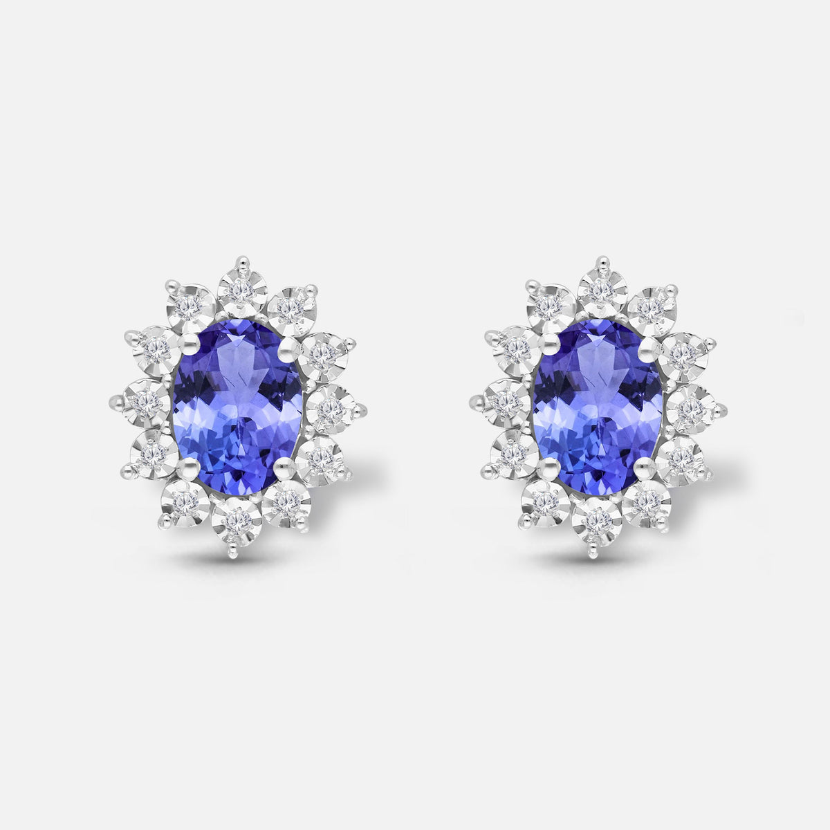 Diamond Burst Tanzanite Studs Tanzanite