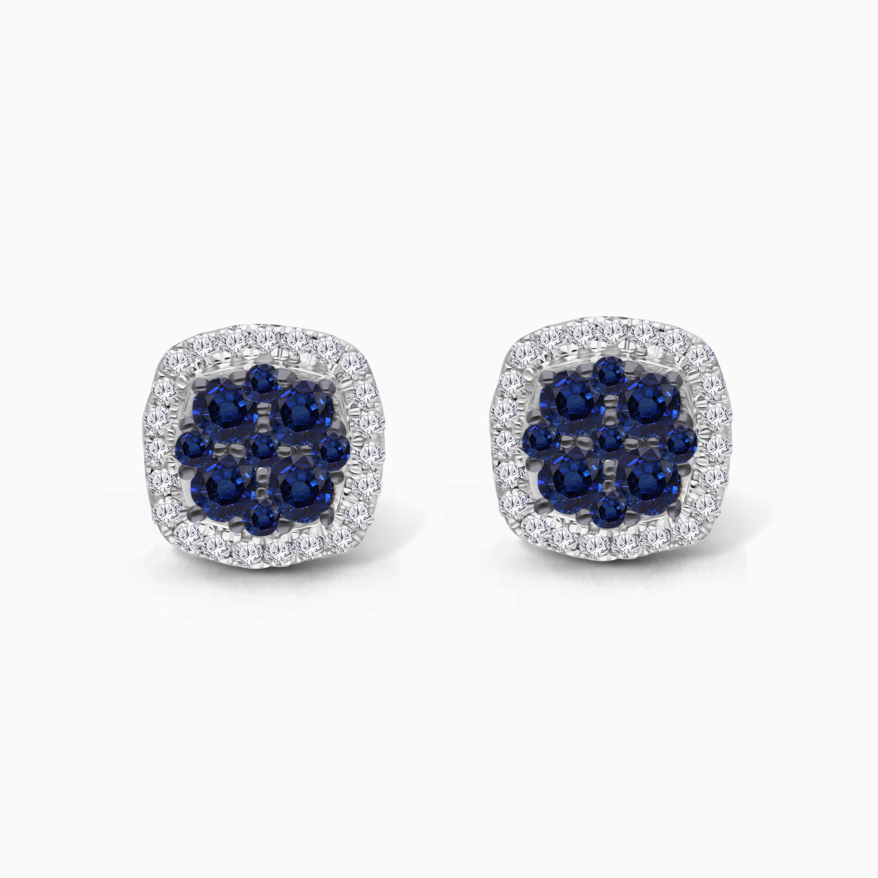 Color Gemstone Mosaic Cushion Cut Studs