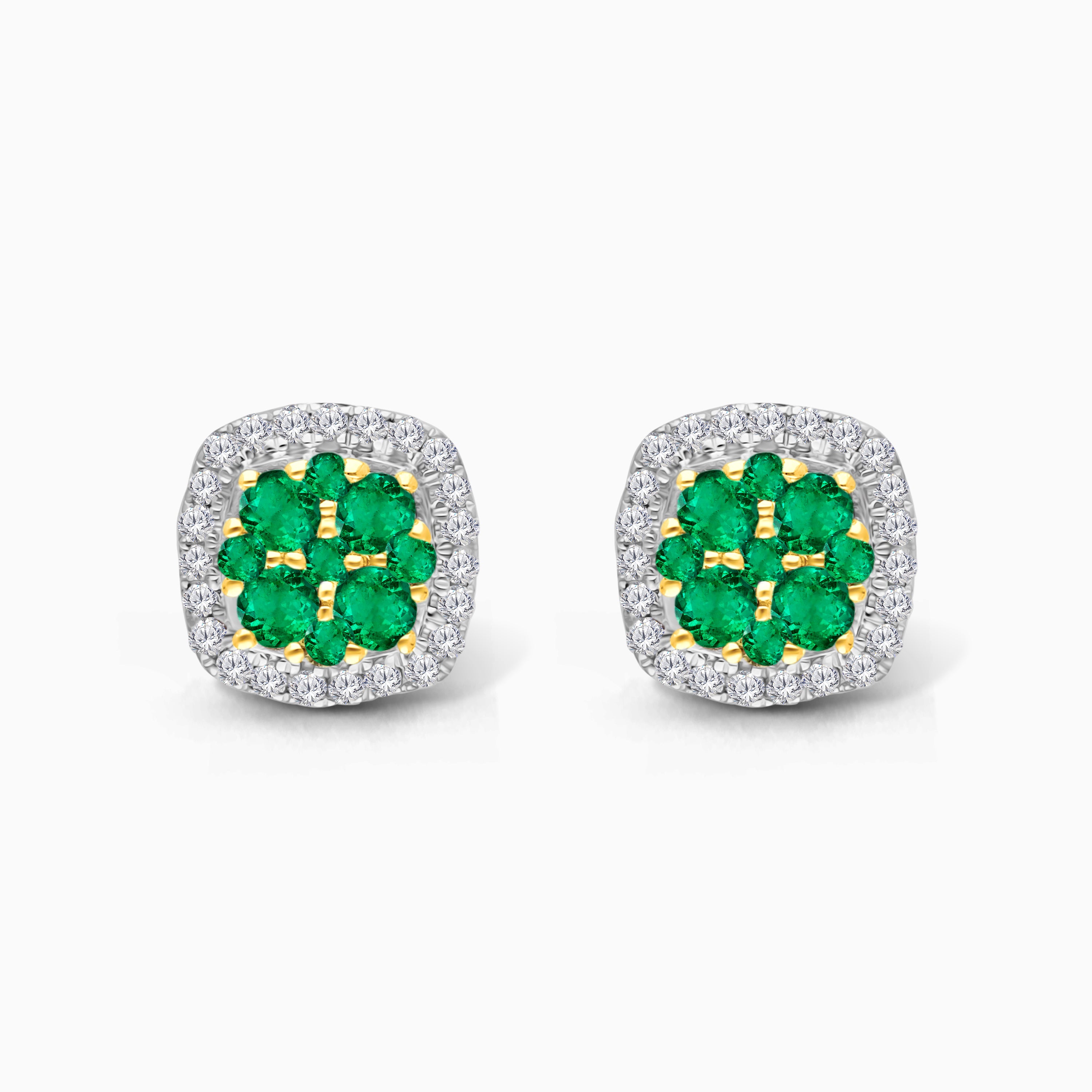 Color Gemstone Mosaic Cushion Cut Studs