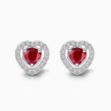 Ruby & Diamond Heart Studs