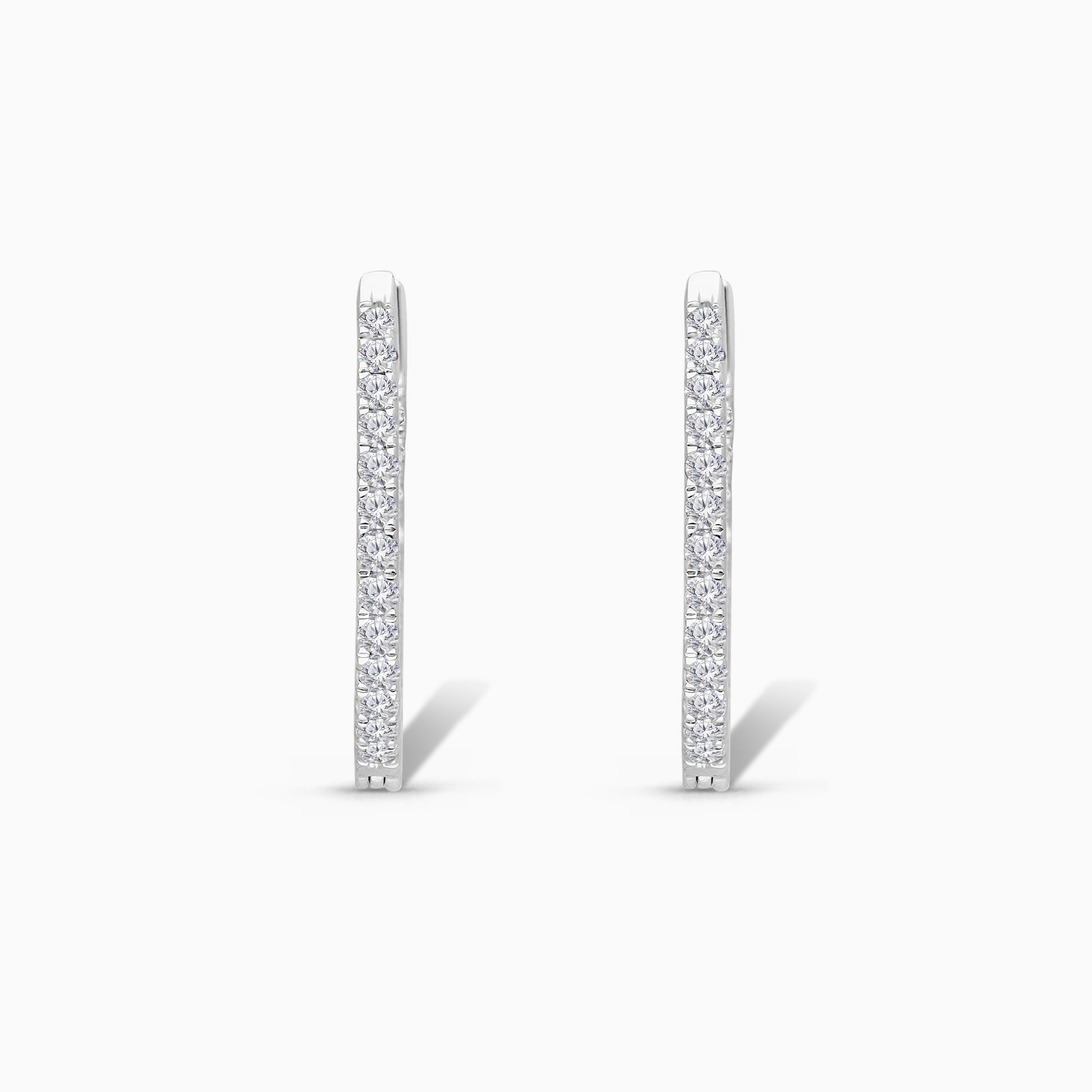White Gold Pave Diamond Inside Out Huggies