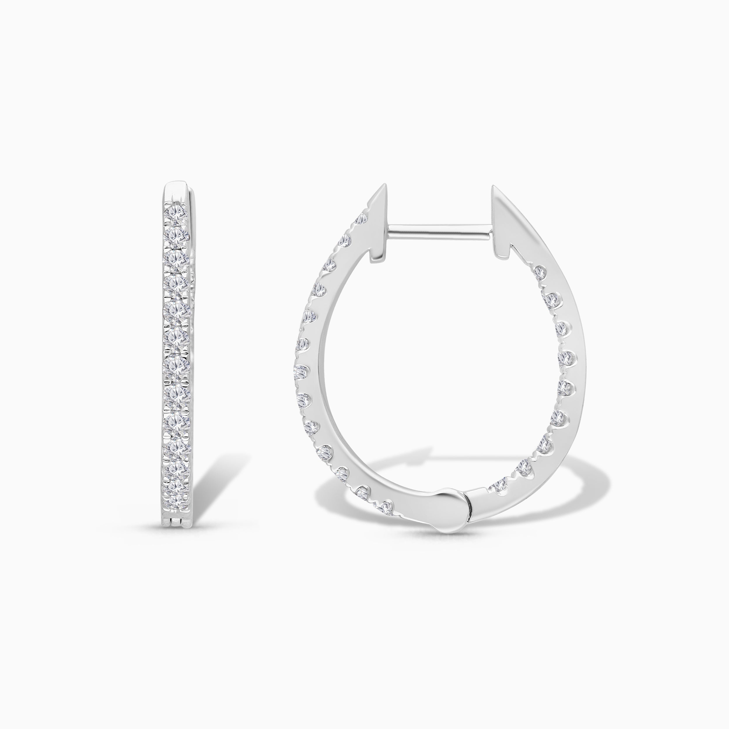 White Gold Pave Diamond Inside Out Huggies