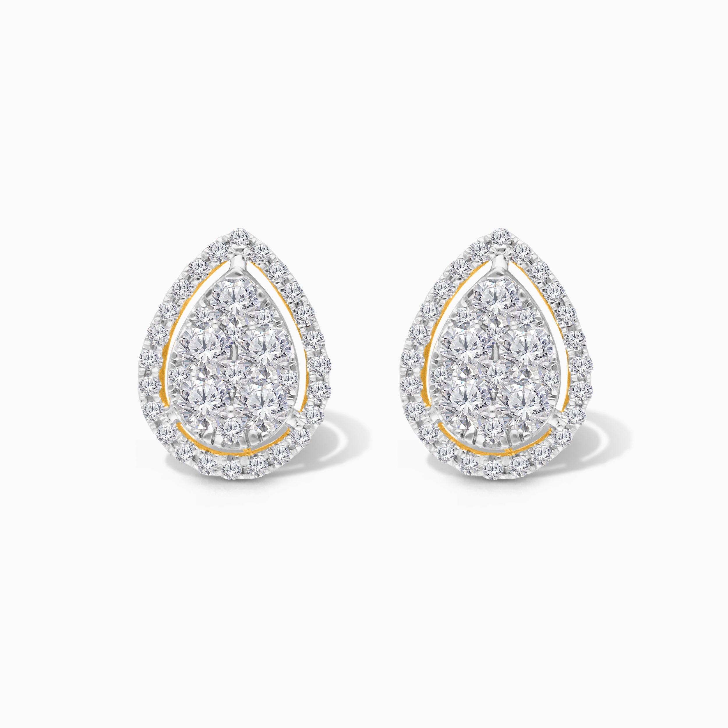 Pear Halo Pave Diamond Studs