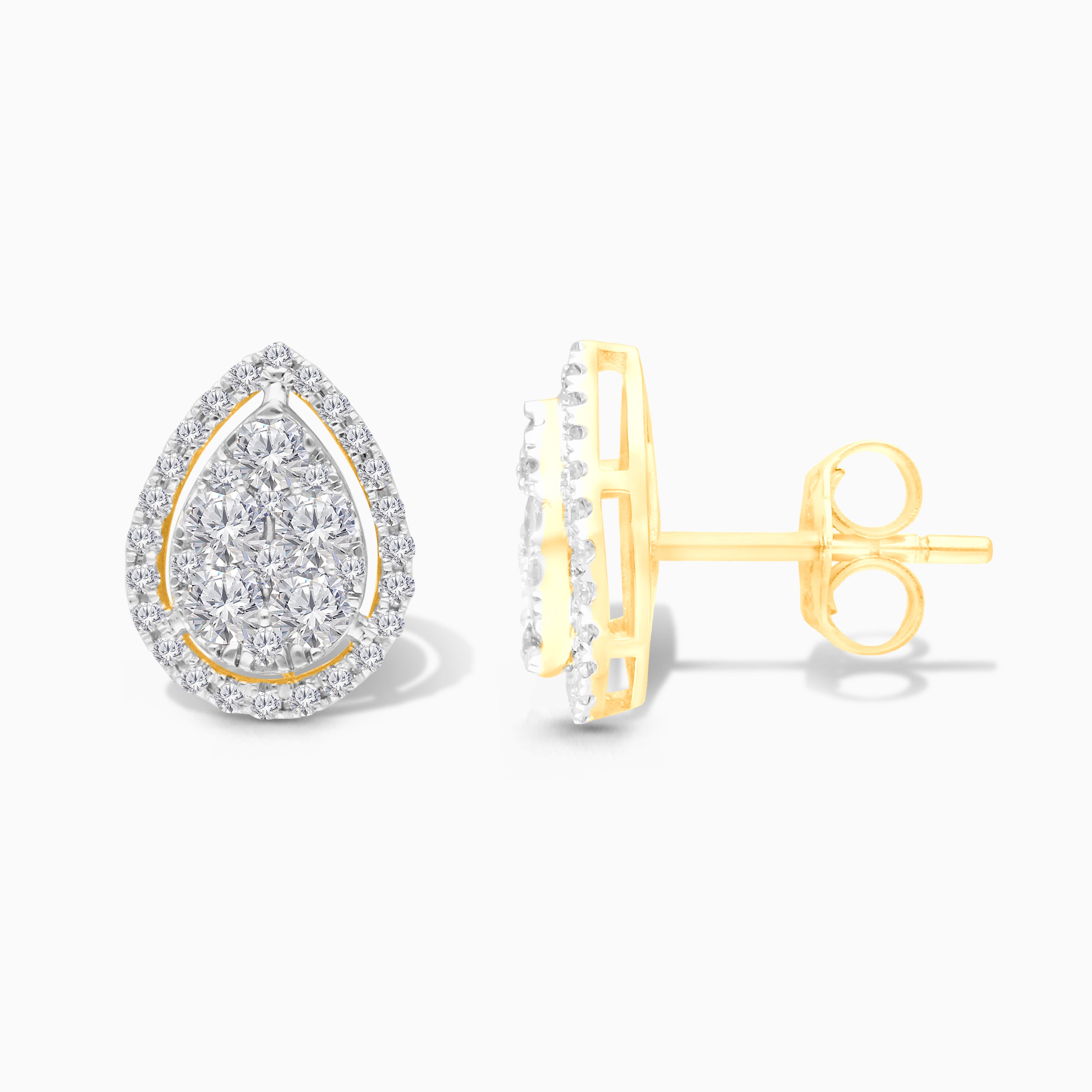 Pear Halo Pave Diamond Studs