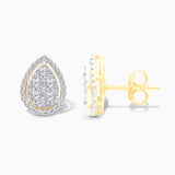Pear Halo Pave Diamond Studs