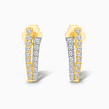 Two Tone Diamond Huggie Earrings