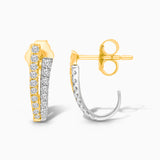 Two Tone Diamond Huggie Earrings