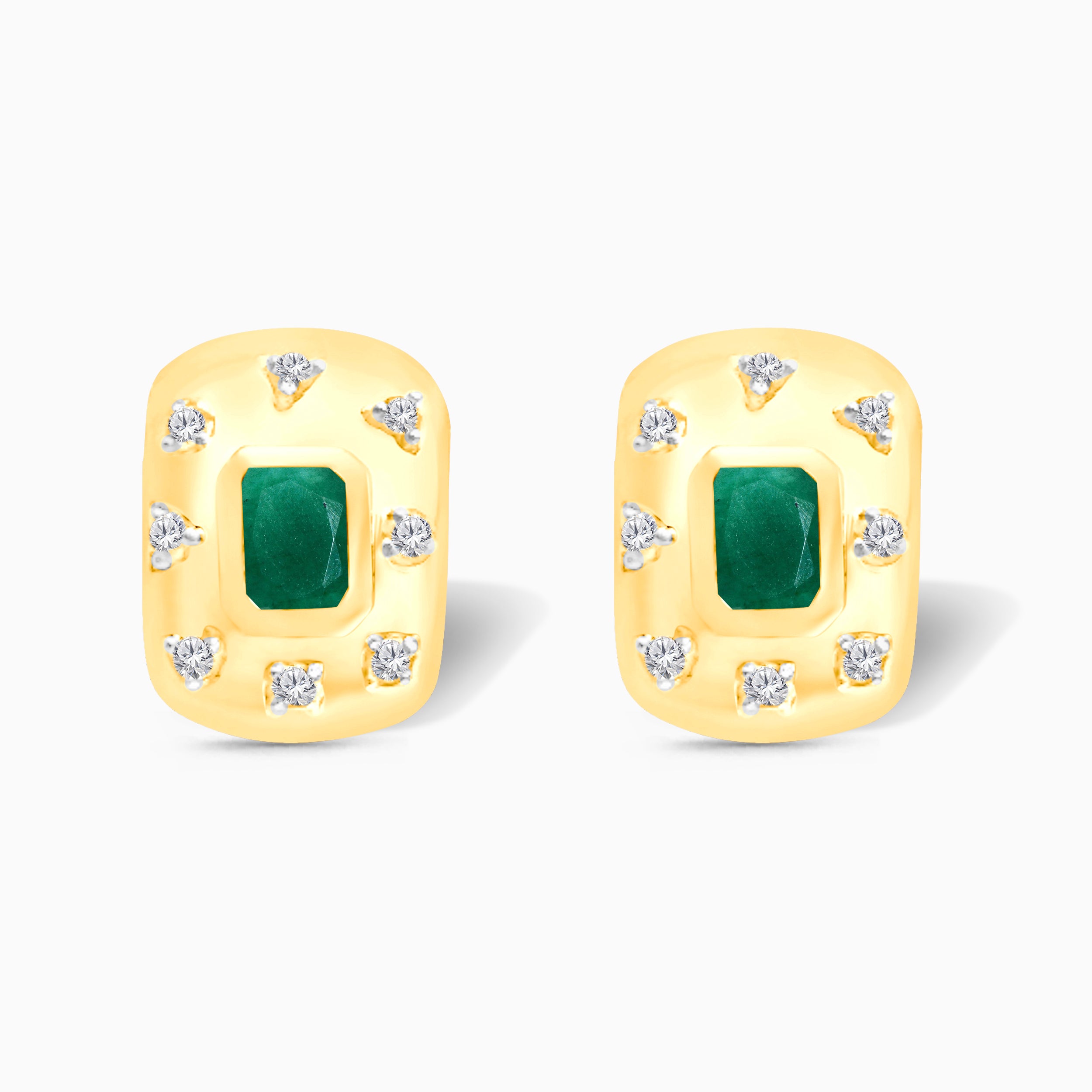 Emerald and Diamond Bezel Studs