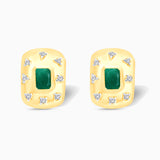 Emerald and Diamond Bezel Studs