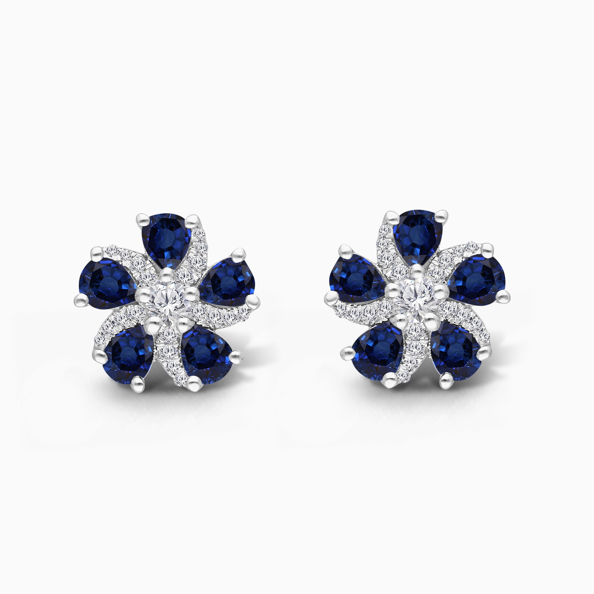 Flower Power Blue Sapphire and Diamond Studs