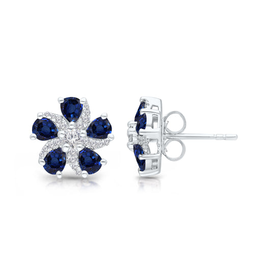 White Gold Sapphire & Diamond Heirloom Earrings