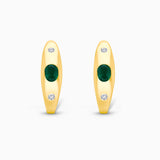 Bezel set Emerald & Diamond Huggies