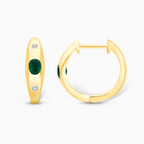 Bezel set Emerald & Diamond Huggies