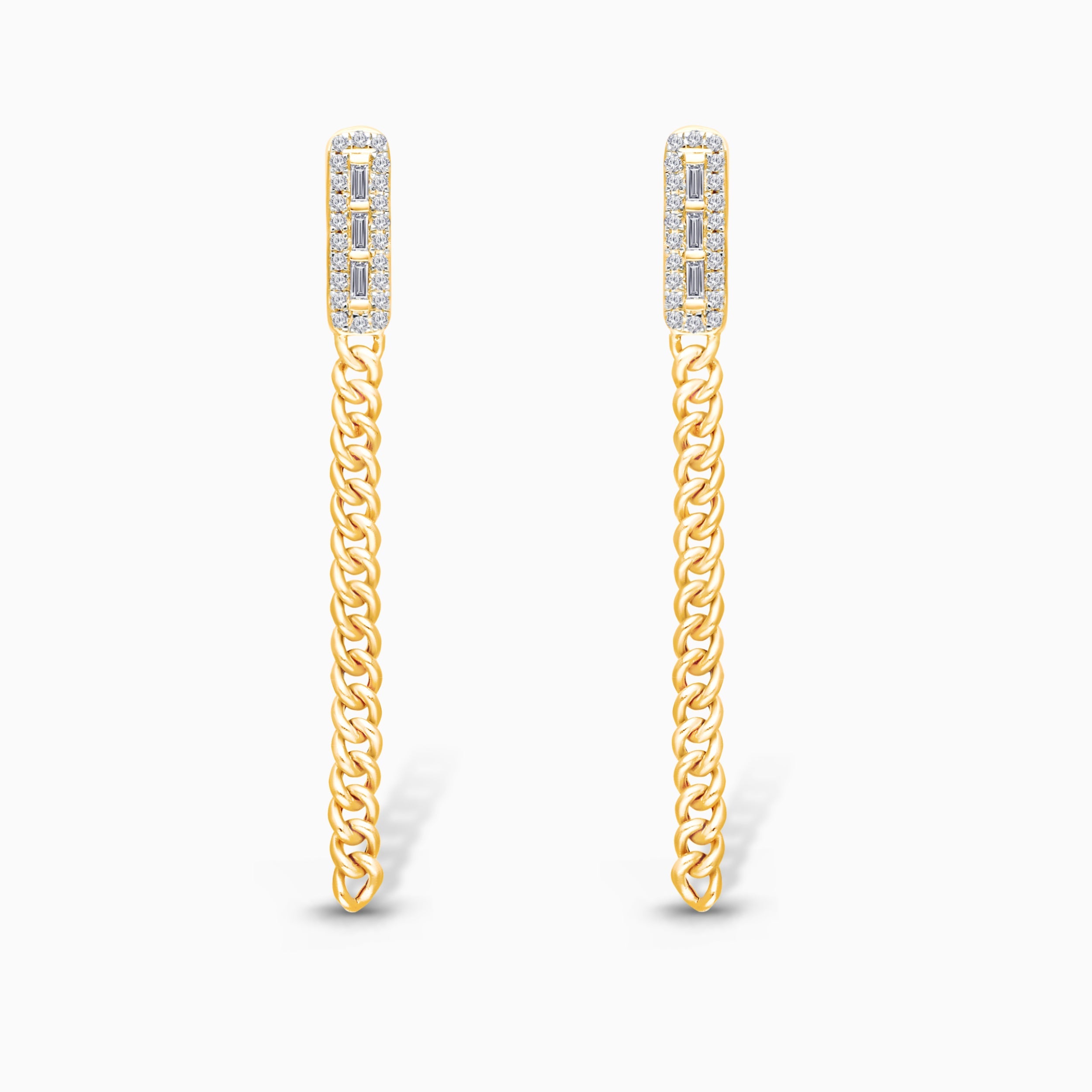 Baguette Diamond Chain Earrings