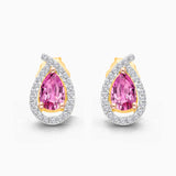 Pear Pink Sapphire and Diamond Stud
