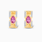 Pear Pink Sapphire and Diamond Huggies