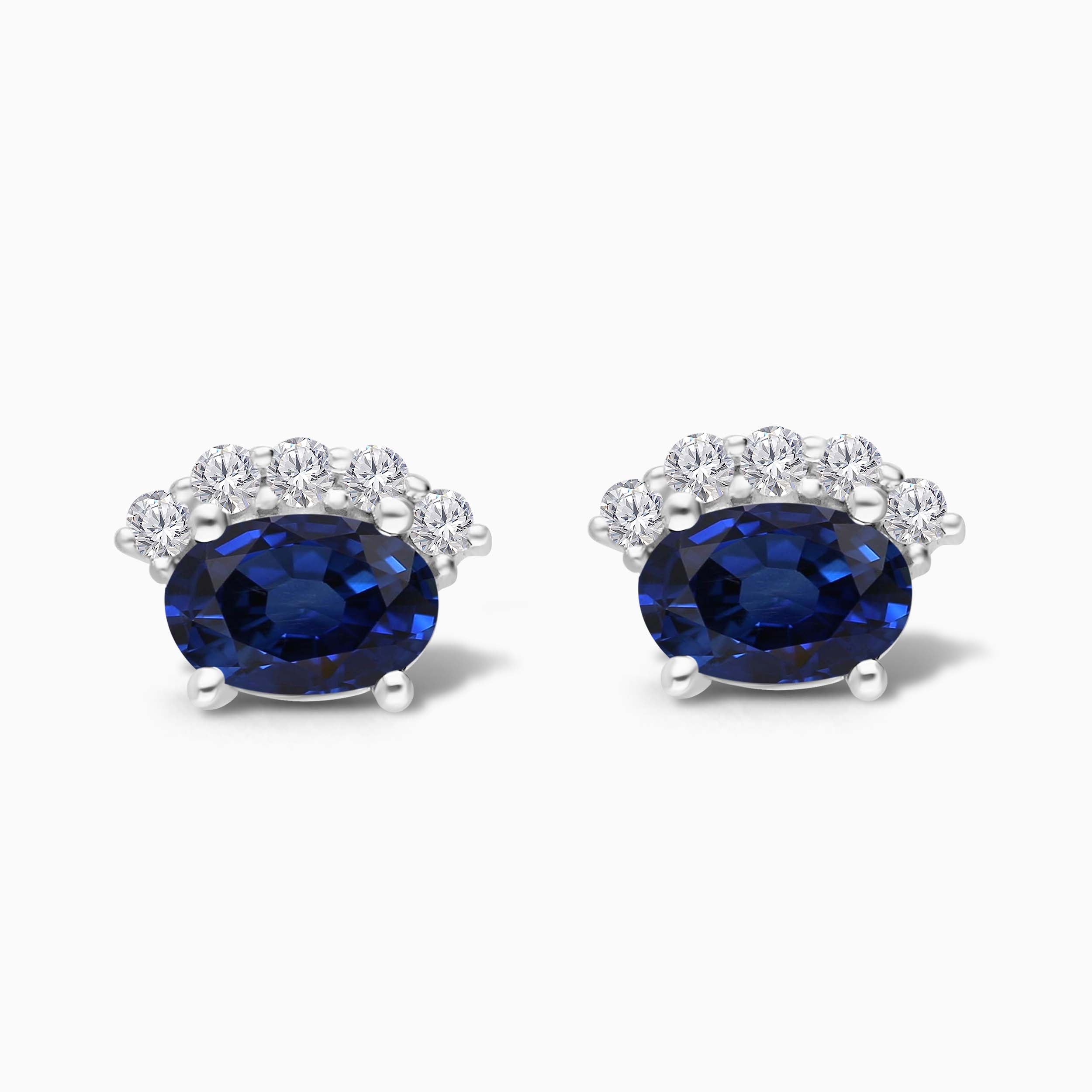 Crown of Diamonds Blue Sapphire Studs