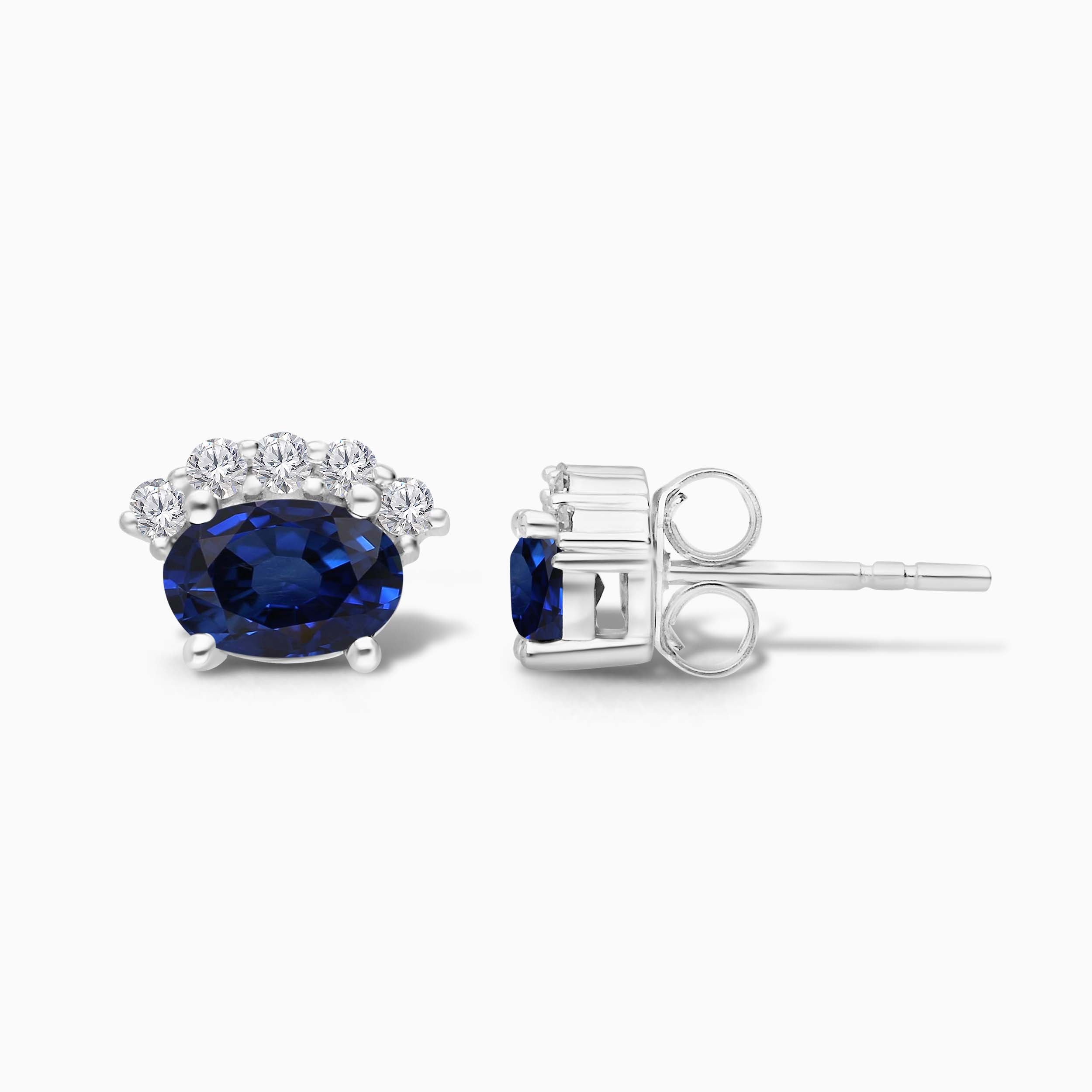 Crown of Diamonds Blue Sapphire Studs