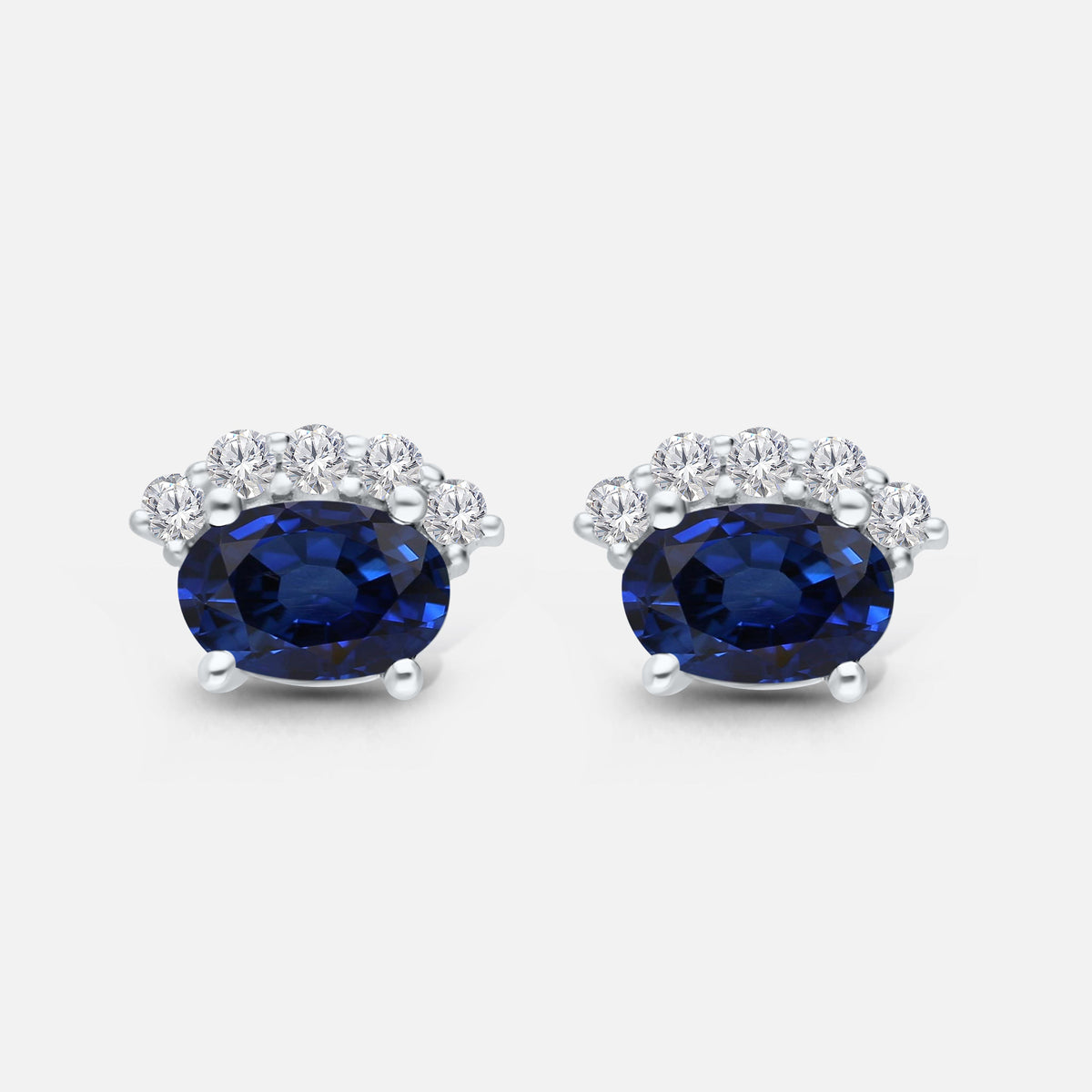 Crown of Diamonds Blue Sapphire Studs Blue Sapphire