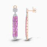 Baguette Pink Sapphire and Diamond Tennis Earrings