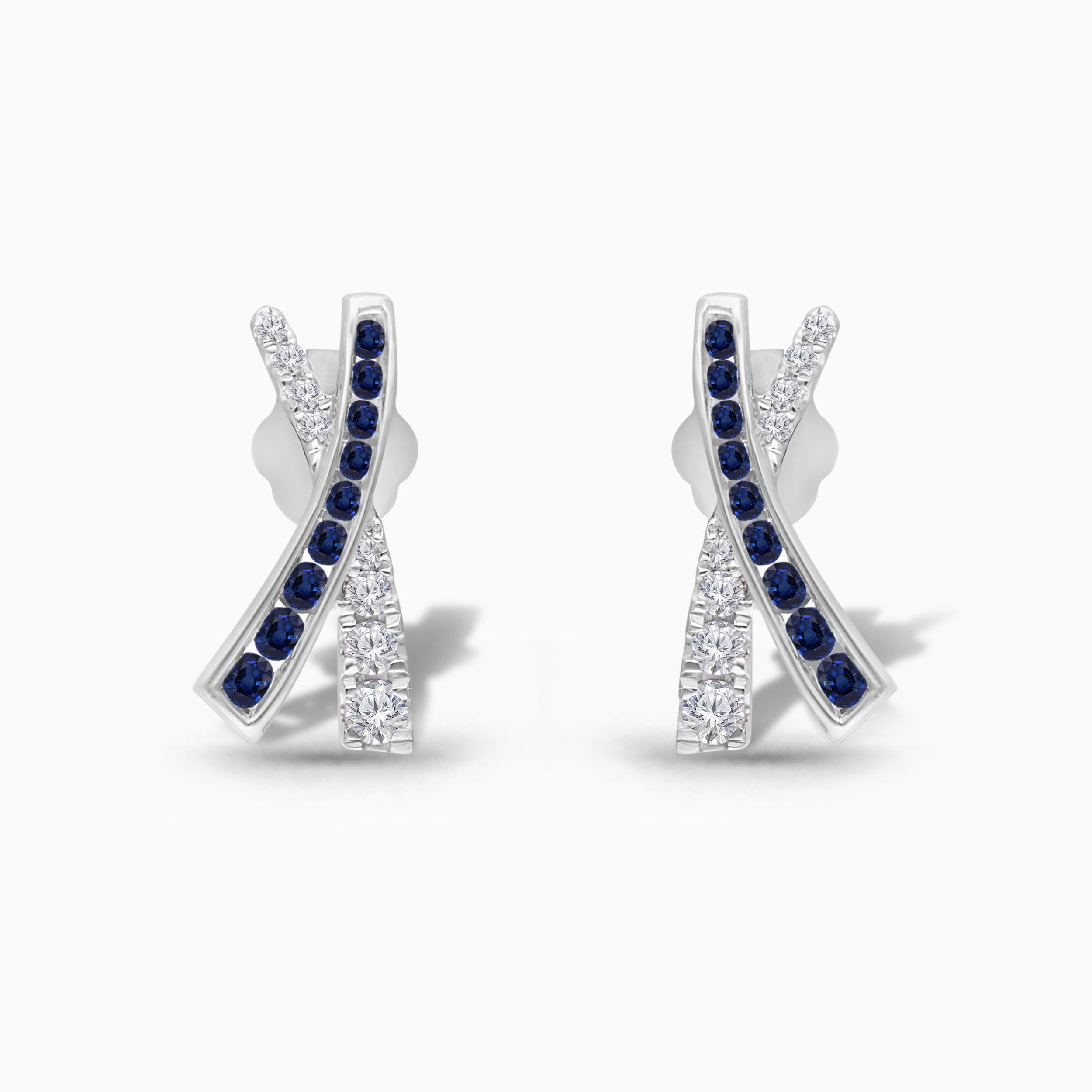 Interlocking Blue Sapphire and Diamond Earrings