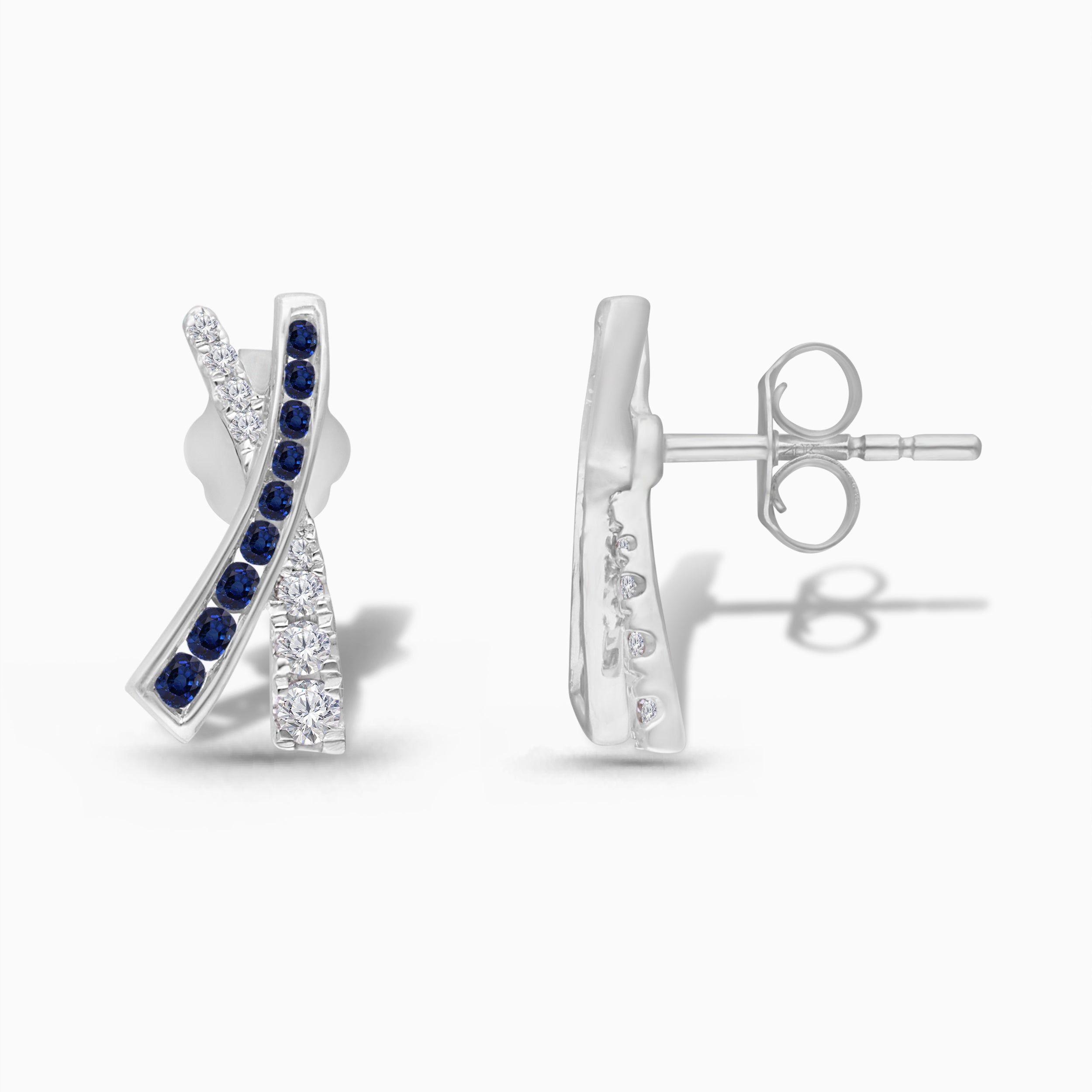 Interlocking Blue Sapphire and Diamond Earrings