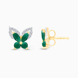 Butterfly Emerald & Diamond Studs