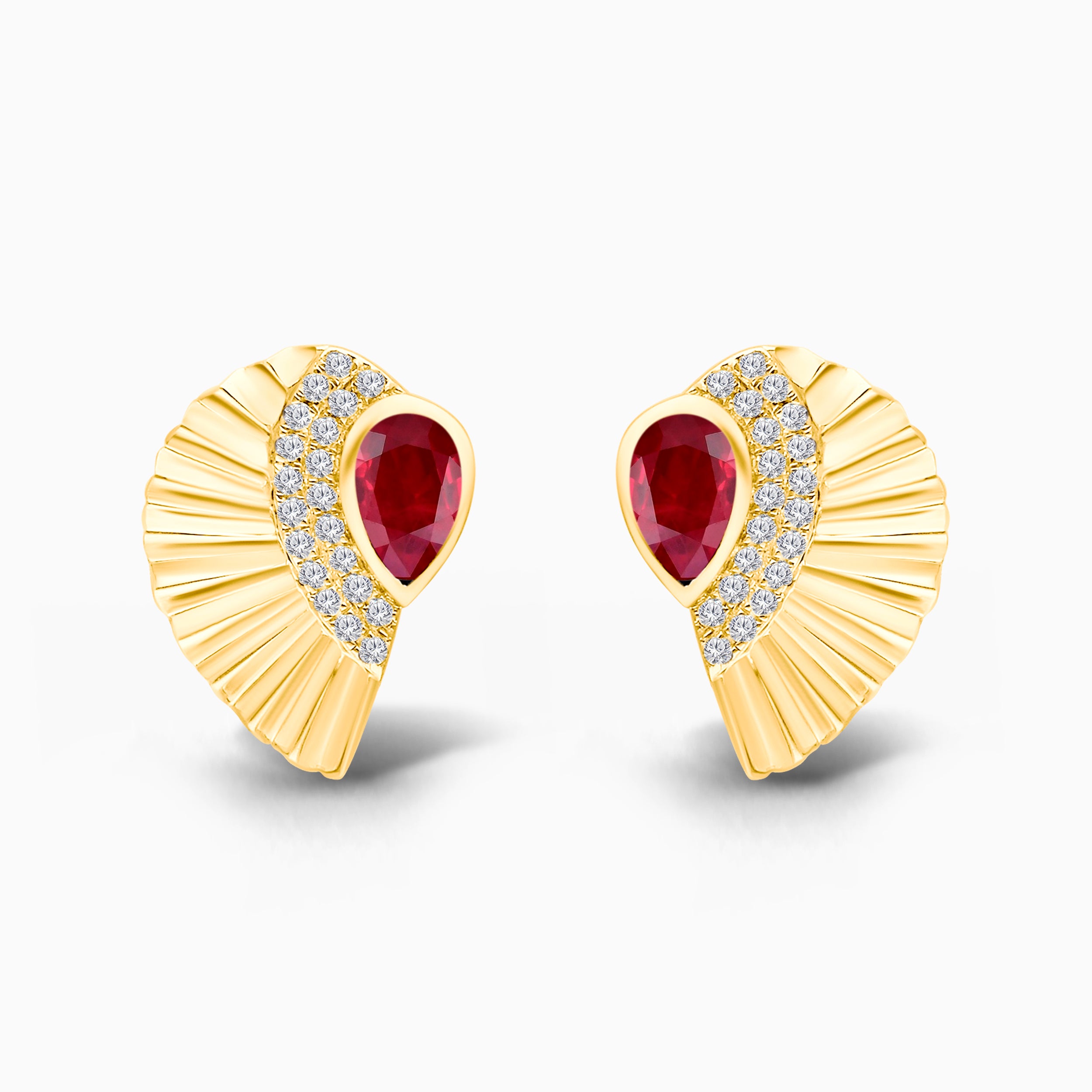 Ruby & Diamond Winged Studs