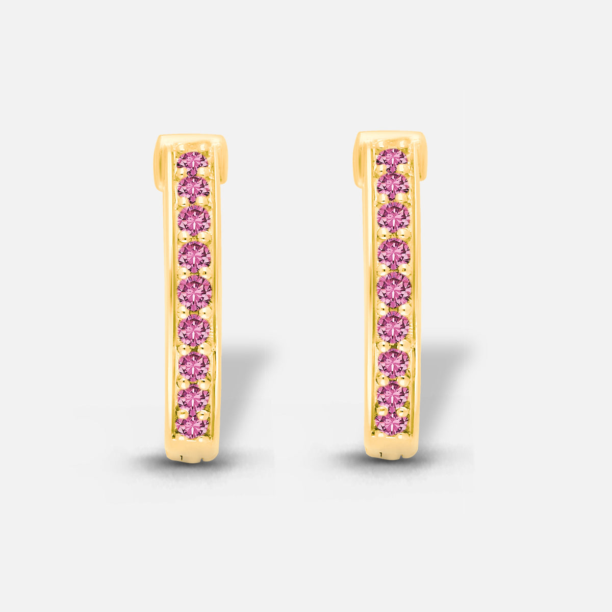 Yellow Gold Pink Sapphire Huggies Pink Sapphire
