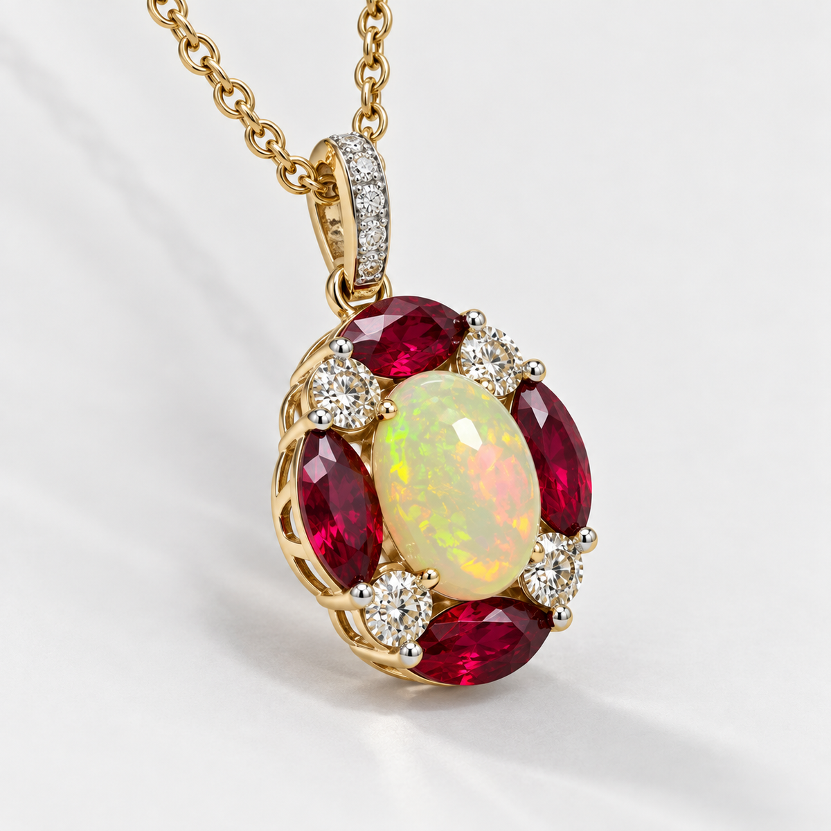 Radiant Ruby Opal Necklace