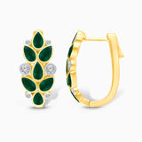 Emerald Leaves Diamond Hoops