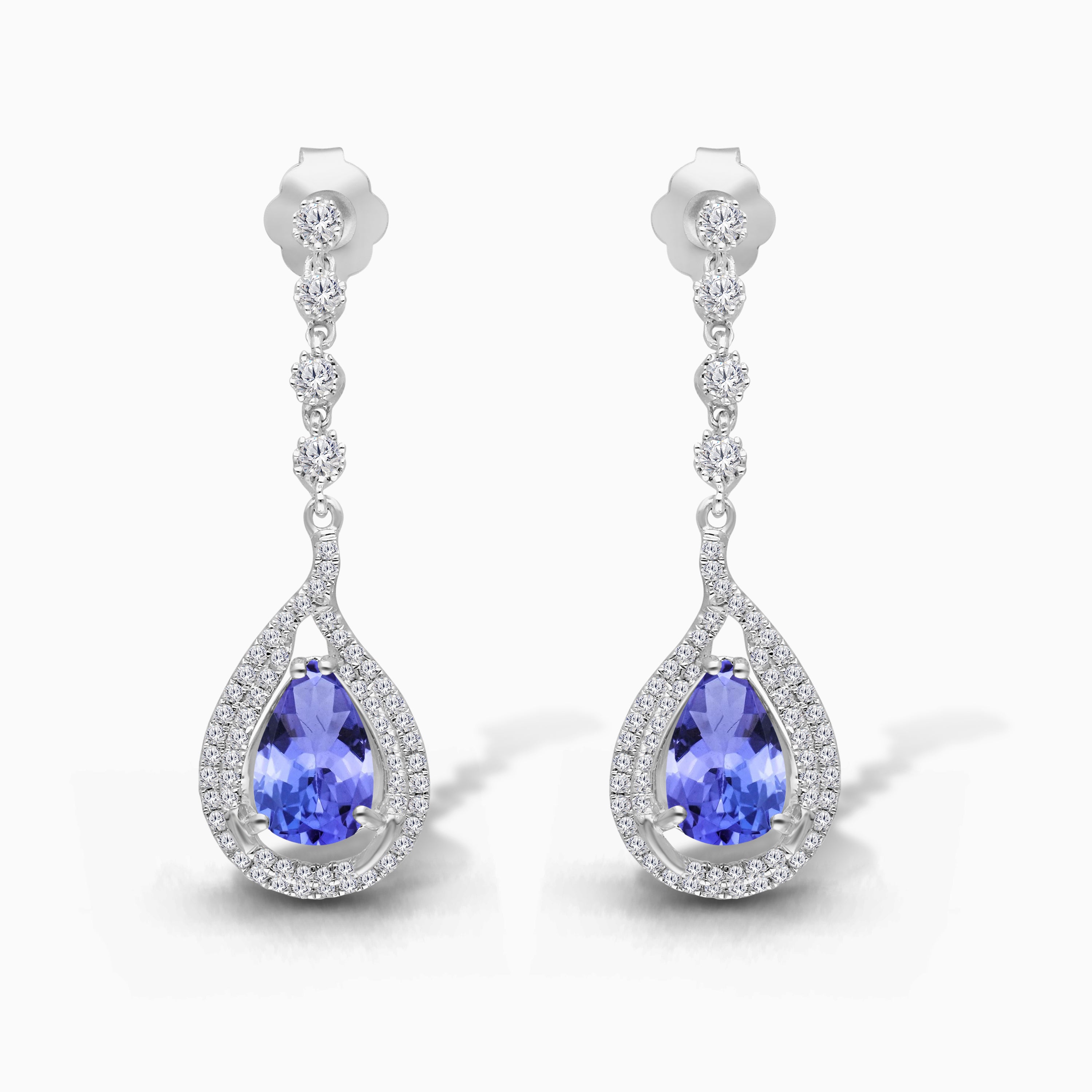 Sky-Wept Tanzanite Tennis Earrings