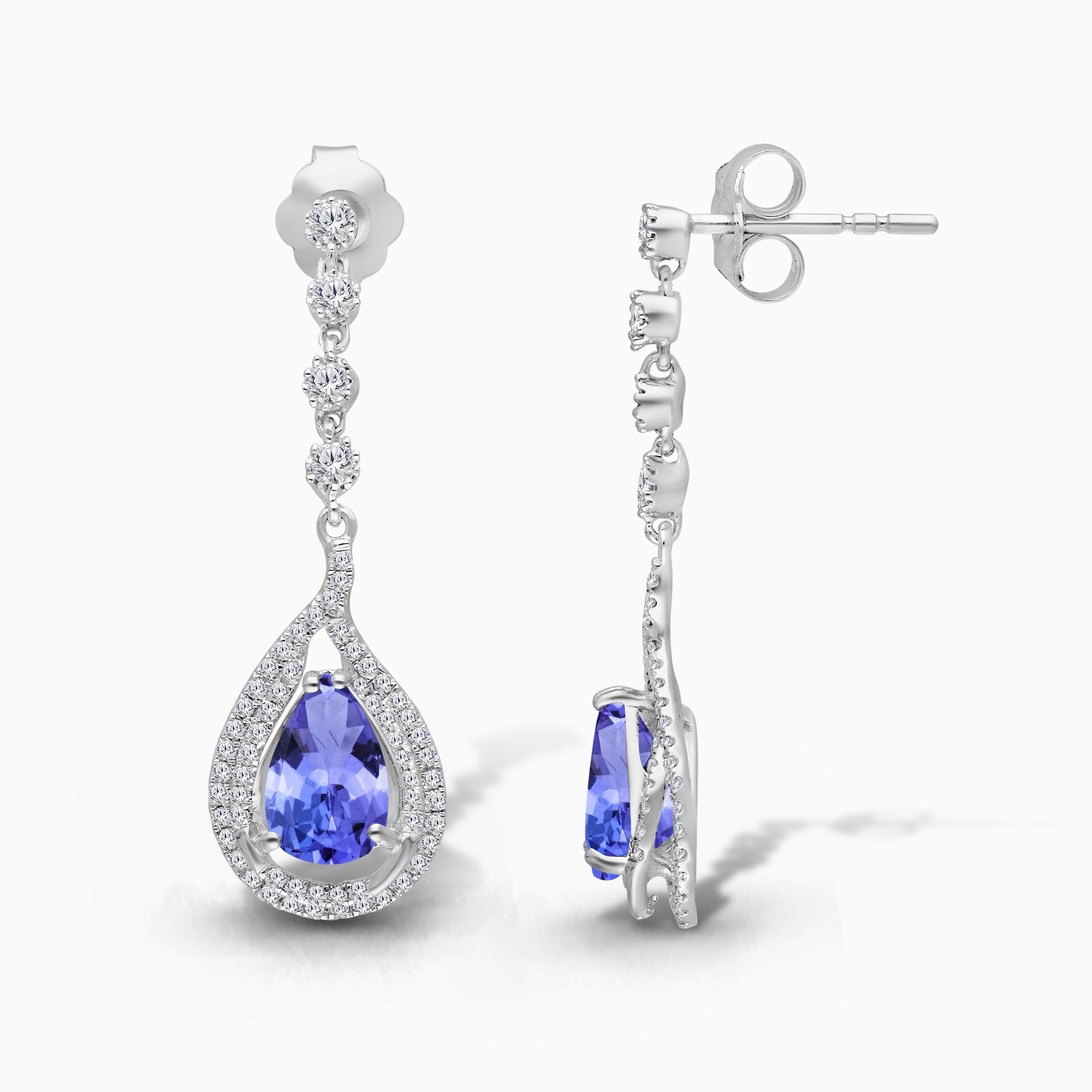 Sky-Wept Tanzanite Tennis Earrings