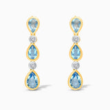 Reverse Tear Drop Topaz & Diamond Dangle Earrings