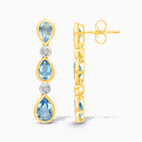 Reverse Tear Drop Topaz & Diamond Dangle Earrings