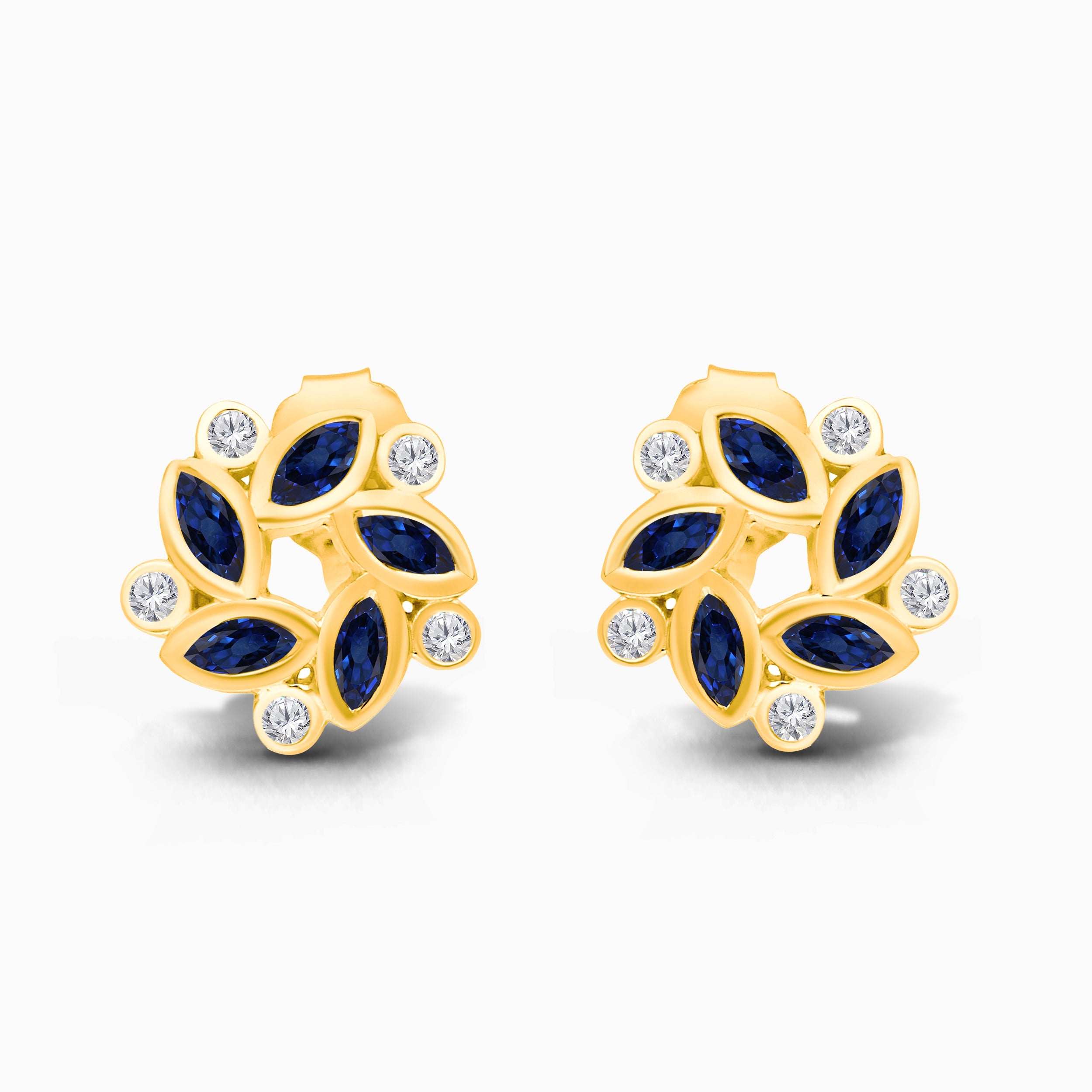 Blue Sapphire Marquise Wreath Studs