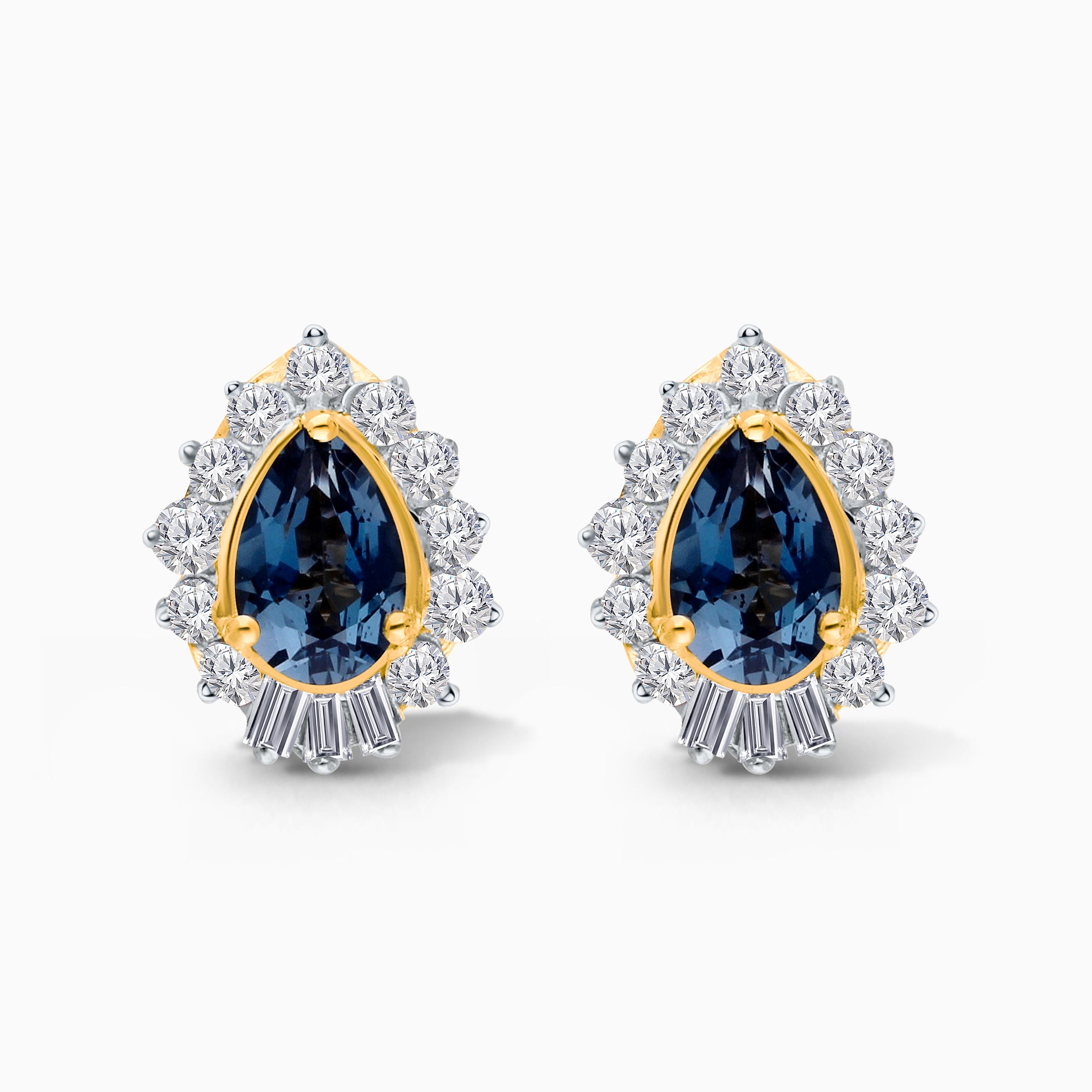 London Blue Topaz and White Diamond Pear Studs