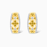 Yellow & White Diamond Clover Hoops