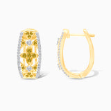 Yellow & White Diamond Clover Hoops