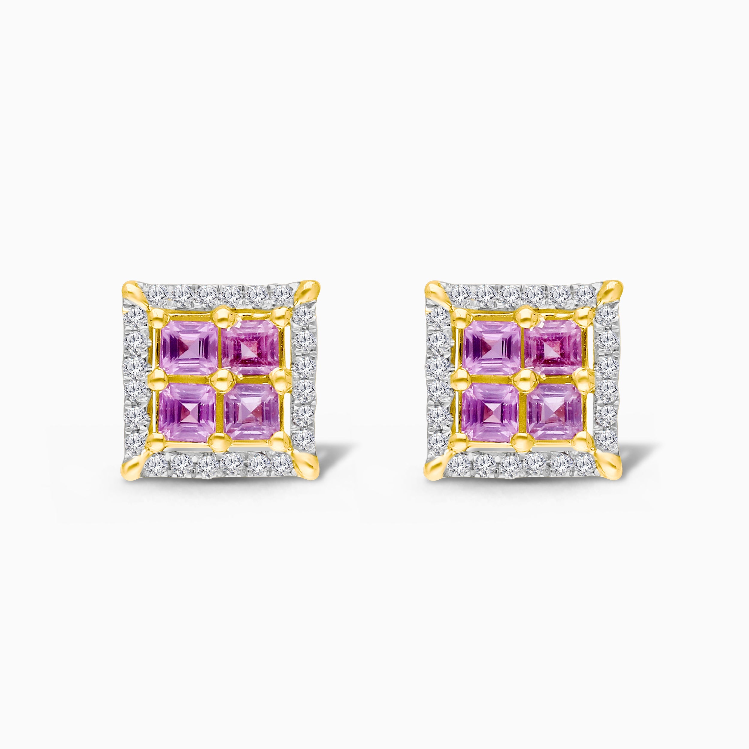 White Diamond Portrait Pink Sapphire Studs